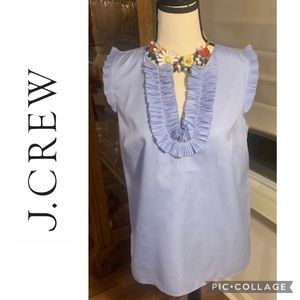 Light blue sleeveless ruffled blouse J Crew, Size 4; barely used